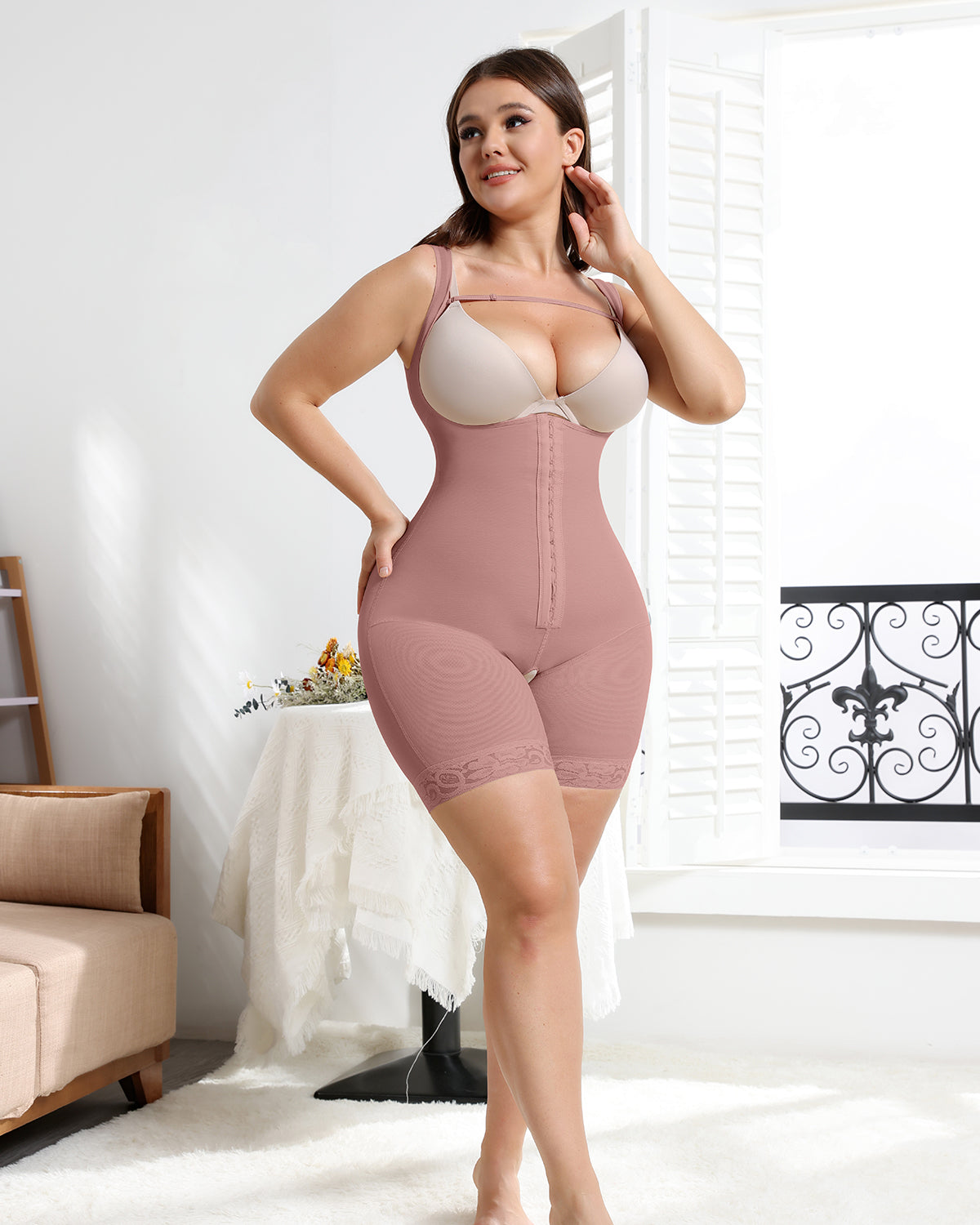 Rosebrown Open Bust Waist Trainer Slimmer Butt Lift Body Shapewear