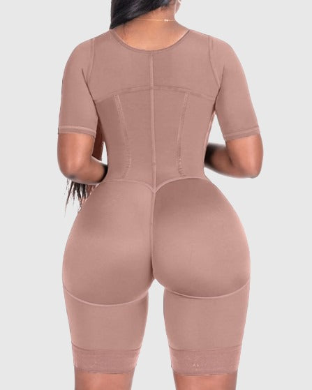 Precise Mid Thigh With Attached Bra & Arms High Compression Tummy Control Full Bodysuit Faja Shapewear