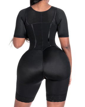 Precise Mid Thigh With Attached Bra & Arms High Compression Tummy Control Full Bodysuit Faja Shapewear