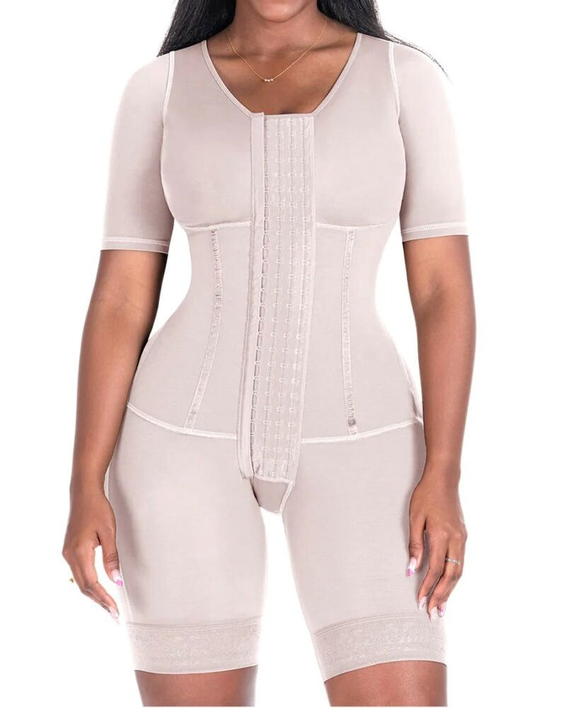 Precise Mid Thigh With Attached Bra & Arms High Compression Tummy Control Full Bodysuit Faja Shapewear