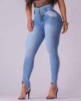 Women's High Waisted Slit Skinny Jeans