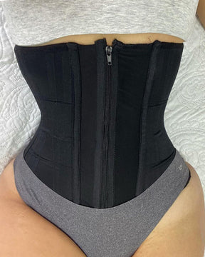 Double Compression Waist Trainer with Adjustable Zipper and Steel Bones