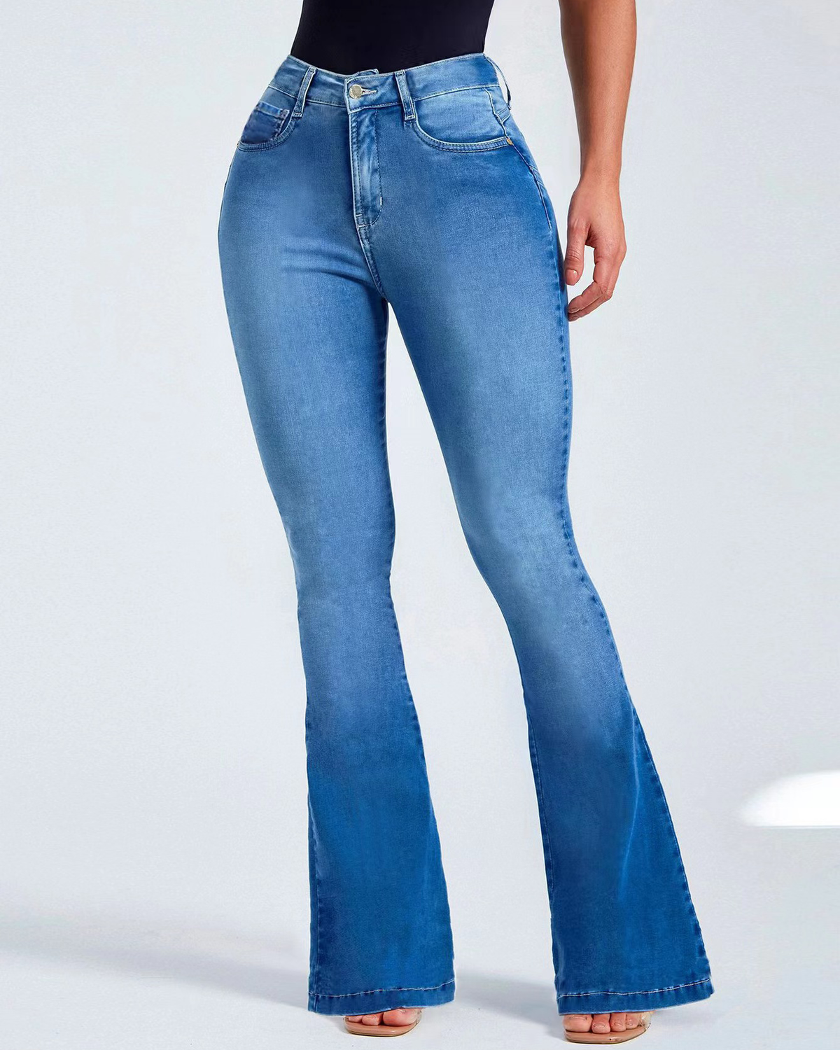 Women's High-Waisted Flared Slim Stretch Trend Jeans