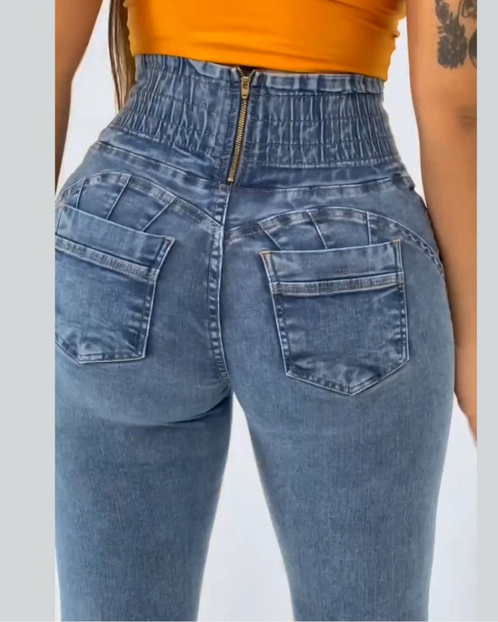 Jeans levantadores de glúteos de cintura alta para mujer