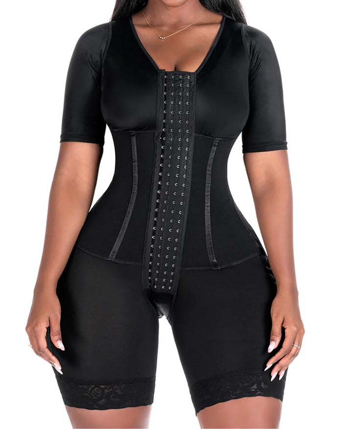 Precise Mid Thigh With Attached Bra & Arms High Compression Tummy Control Full Bodysuit Faja Shapewear