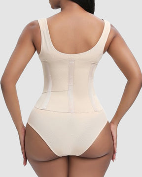 Women Low Back Tummy Control Thong Bodysuit Shapewear with Reinforced belt