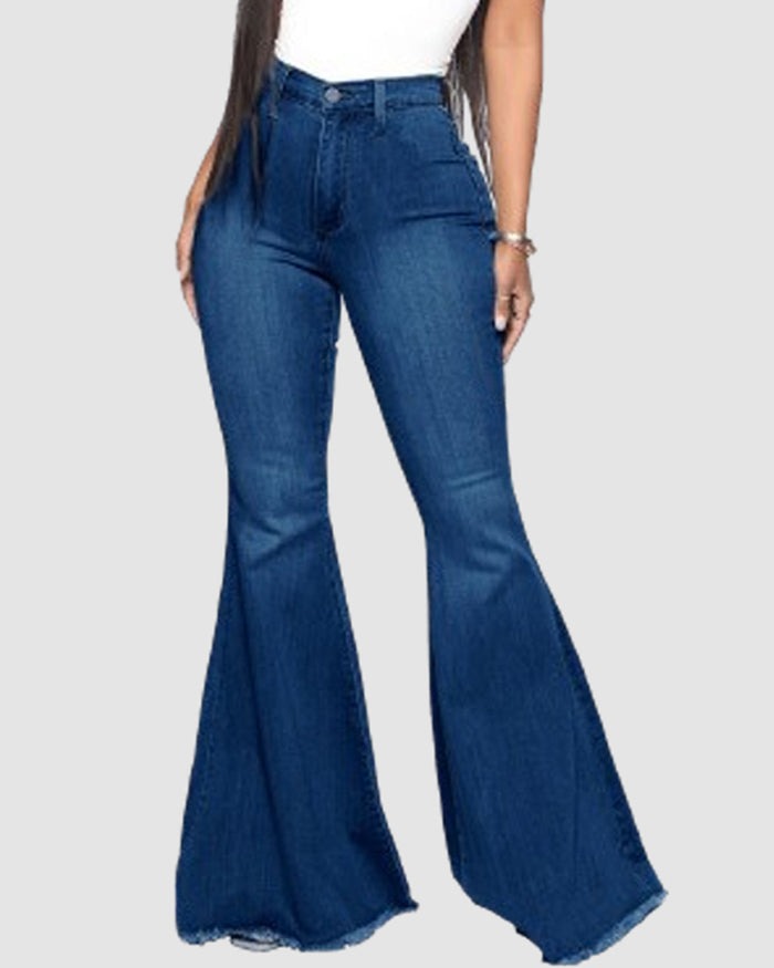 High Waist Butt Lift Versatile Elastic Multicolor Flare Jeans